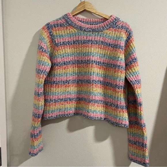 La Ligne rainbow pastel cropped sweater cherie sweater crewneck. - Picture 2 of 7